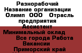 Разнорабочий › Название организации ­ Олимп, ООО › Отрасль предприятия ­ Ассистент › Минимальный оклад ­ 25 000 - Все города Работа » Вакансии   . Приморский край,Уссурийский г. о. 